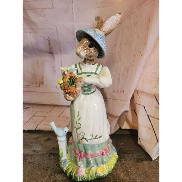 Ceramic gardening Bunny AS IS Easter flower bird - Picture 1 of 13